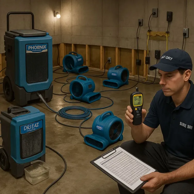 Structural Drying and Dehumidification process in Kermit, TX